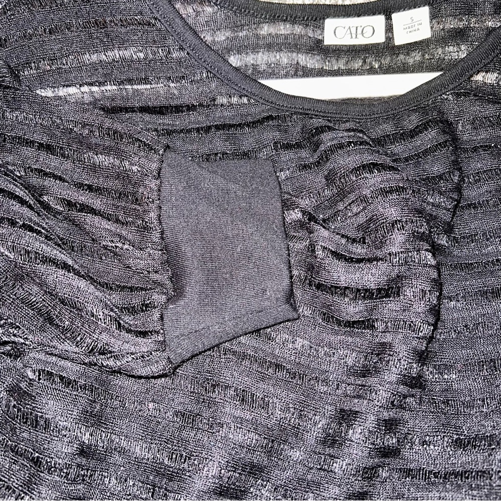 #139 🥀 CATO Short Sleeve Sheer Stripped Blouse - Picture 5 of 6